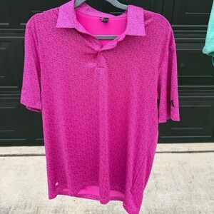 Adidas Pink Floral Print Polo Shirt Short Sleeve